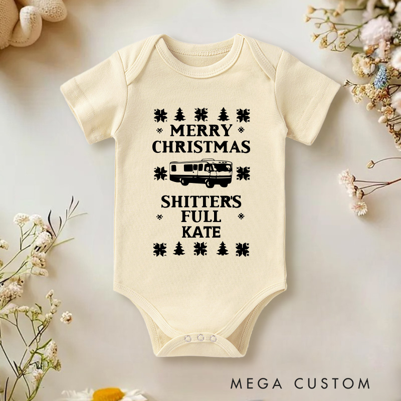 Personalized Merry Christmas Shitter's Full Baby Onesie Ugly Christmas Vacation Baby Onesie Newborn Gift