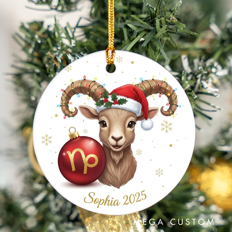 Personalized Ceramic Christmas Ornament Capricorn Zodiac Sign Astrology Christmas Decoration With Name Birthday Gift