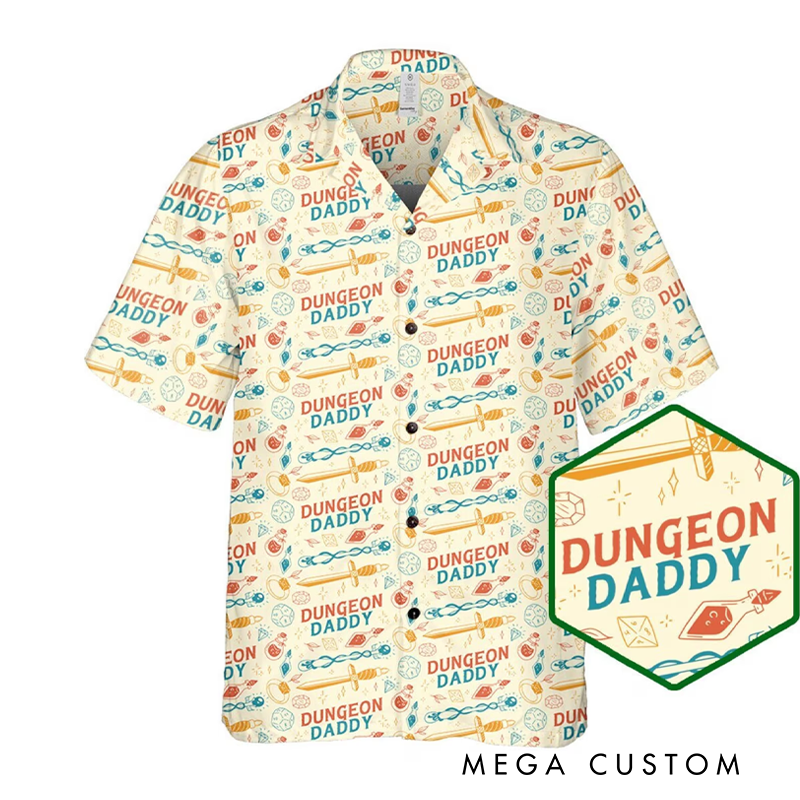 Personalized Dungeon Daddy Hawaiian Shirt Custom Dnd Dice Hawaiian Shirt Dnd Funny Gift for Geek Nerd Game Lover