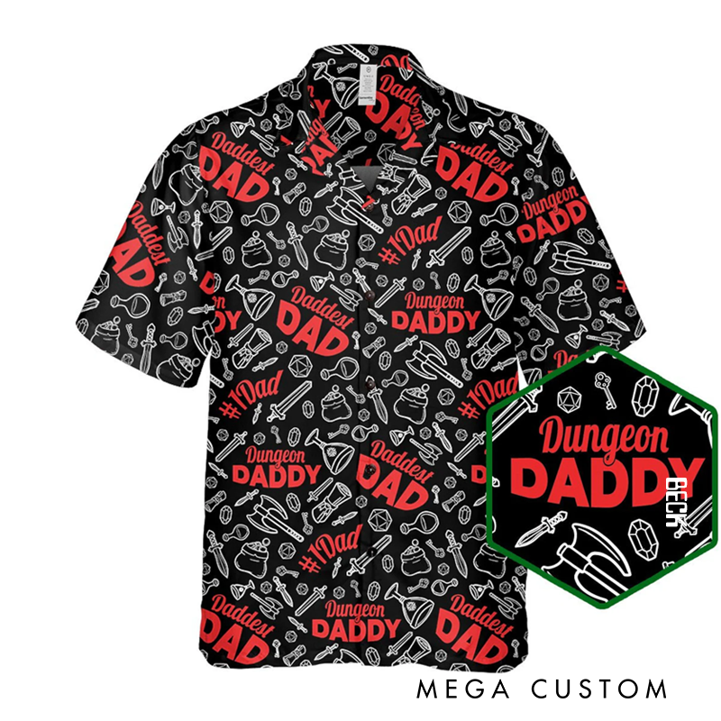 Personalized Dungeon Daddy Dnd Hawaiian Shirt Funny Rpg Dad Gift Custom Funny Gift for Geek Nerd