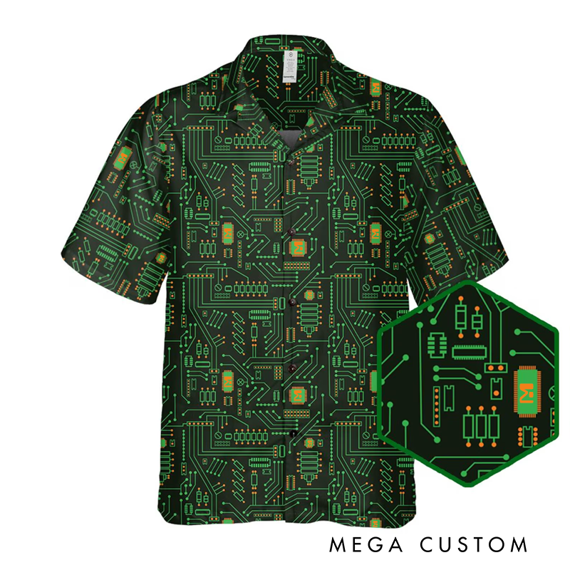 Personalized Computer Circuit Board Hawaiian Shirt Custom Programmers Coder Gift Geek Nerd Lover Funny Gift