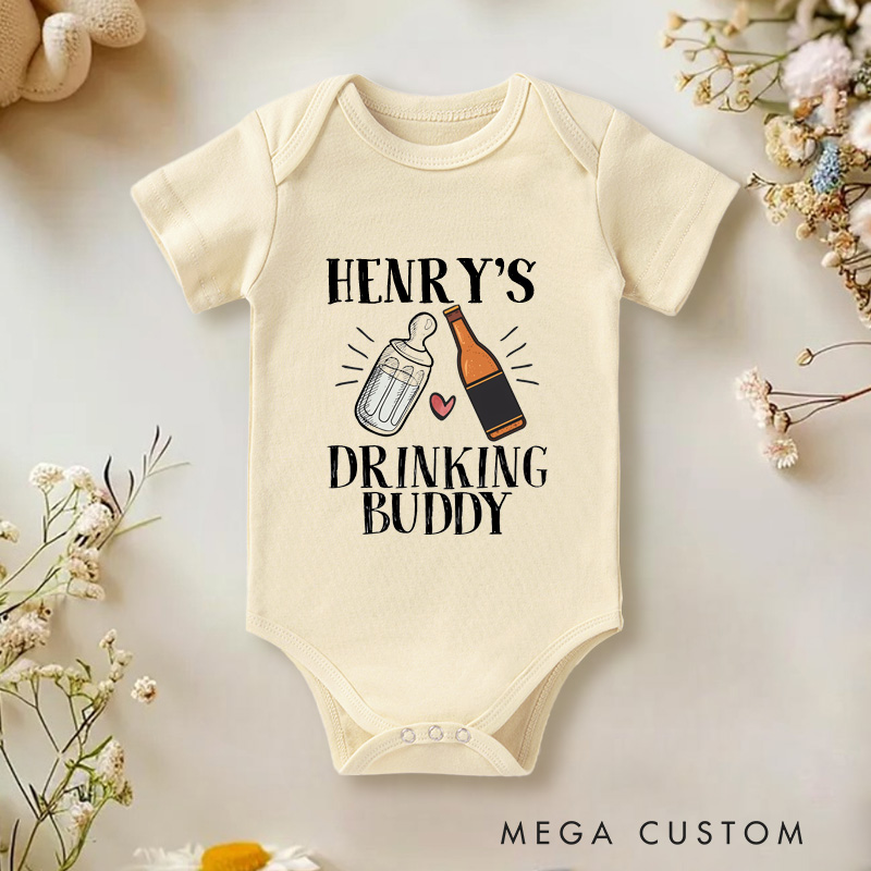 Personalized Daddy's Drinking Buddy Baby Onesie Dad Gift Onesie Baby Shower Gift