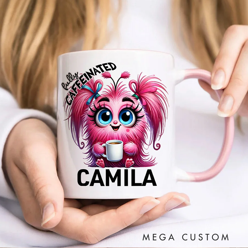 Personalised Cartoon Character Animal Before Coffee Caffeinated 11oz Ceramic Mug with Name Office Birthday Gift for Coffee Lover 