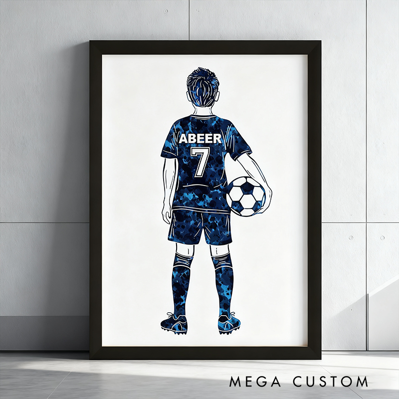 Personalized Soccer Player Wall Hangings Custom Name and Jersey Number Decor
