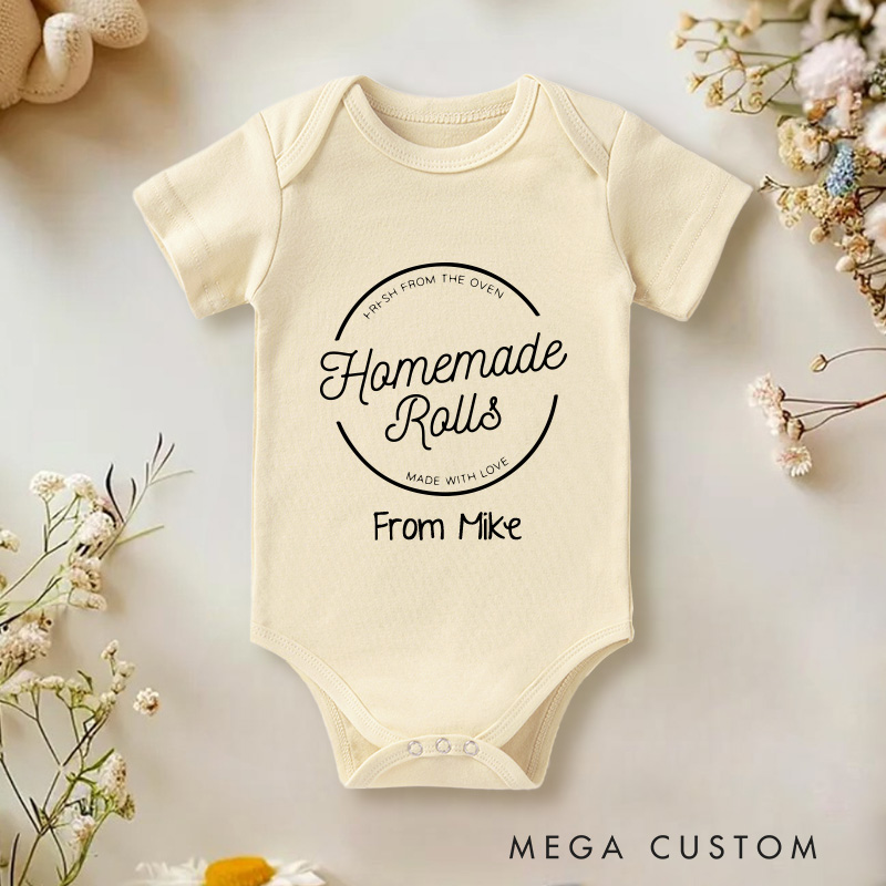 Personalized Homemade Rolls Baby Onesie Cute Thanksgiving Natural Baby Onesie