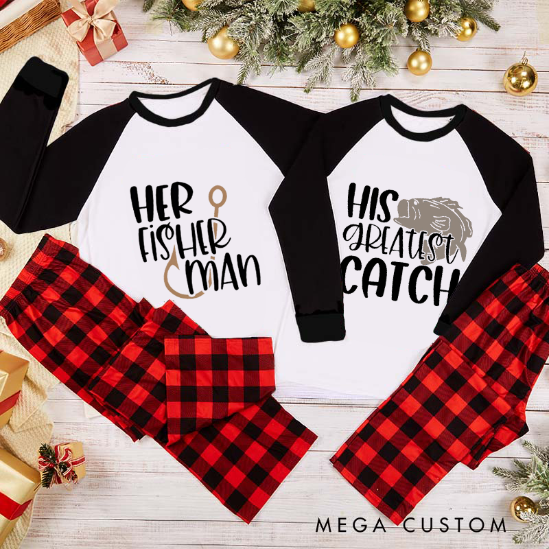 Personalized Fishing Couple Pajama Valentine Matching Matching Christmas Sleepwear Valentines Day Gift Perfect Gift for Couples and Fishing Lovers