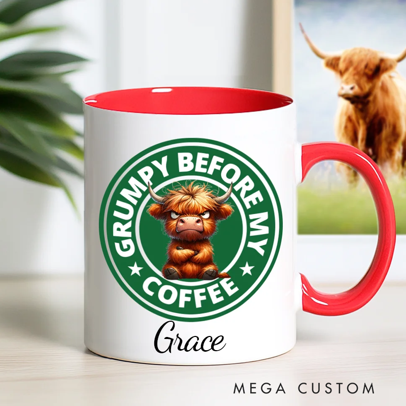 Personalised Grumpy Before Coffee Cartoon Animal 11oz Mug with Name Birthday Gift 