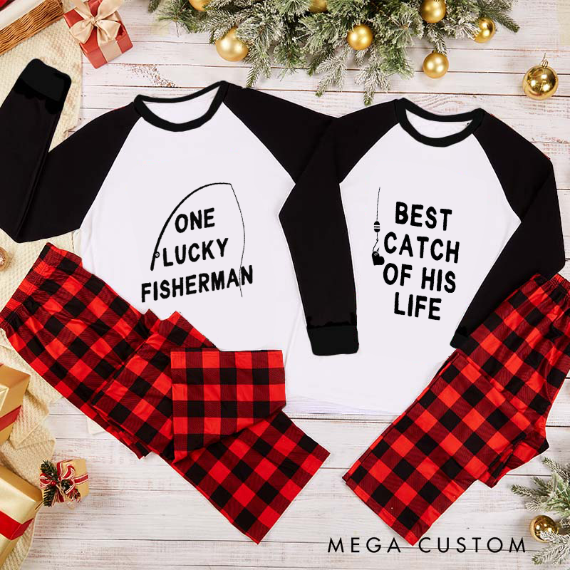 Personalized Fishing Couple Pajama Husband Wife Pajama Matching Couple Sleepwear Matching Christmas Sleepwear Perfect Gift for Fishing Lovers