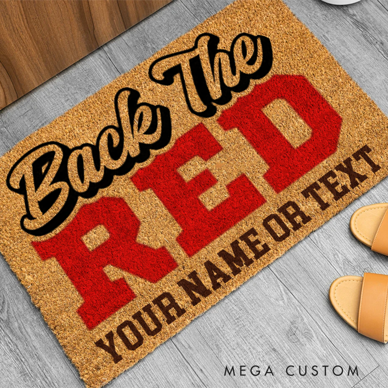 Personalized Back The Red Doormat with Custom Name Text Gift for Firefighter Families