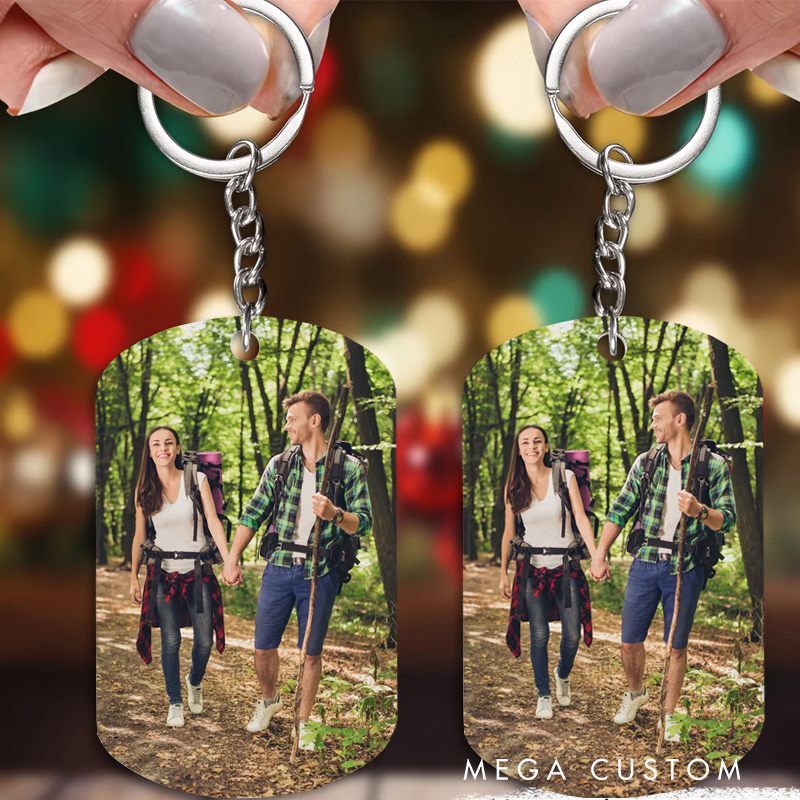 Personalized Hiking Couple Keychain Custom Photo Keychains Camping Hiking Keychain Outdoor Adventures Lover Keychains