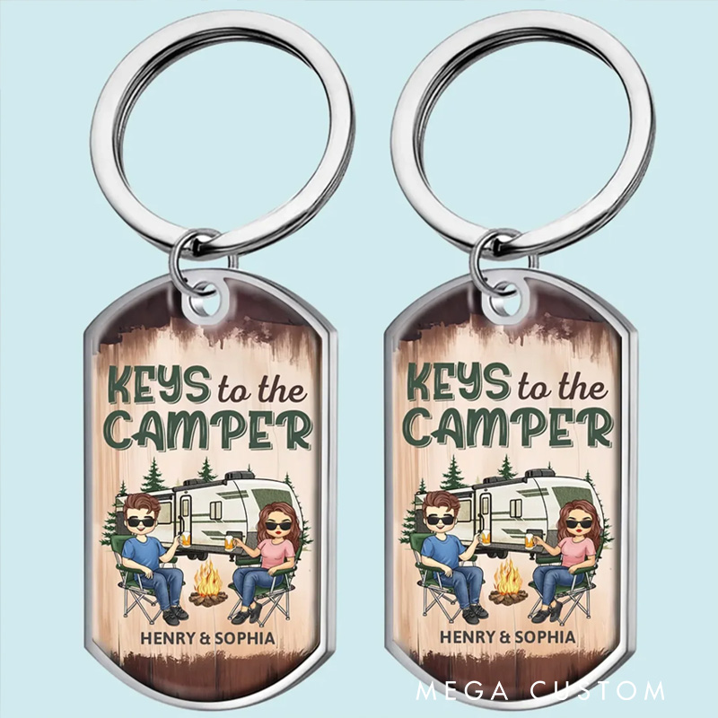 Personalized Custom Keychain Campers Keys to the Camper Gifts for Husband Wife Him Her