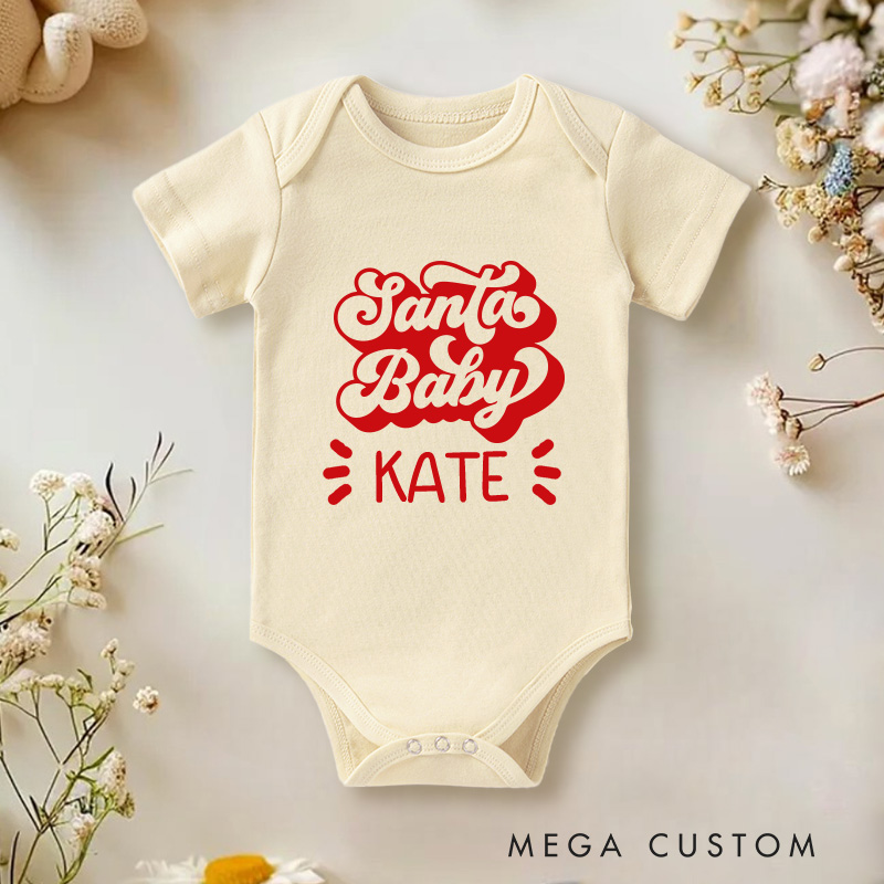 Personalized Christmas Rerto Santa Baby Super Baby Onesie Christmas Baby Gift
