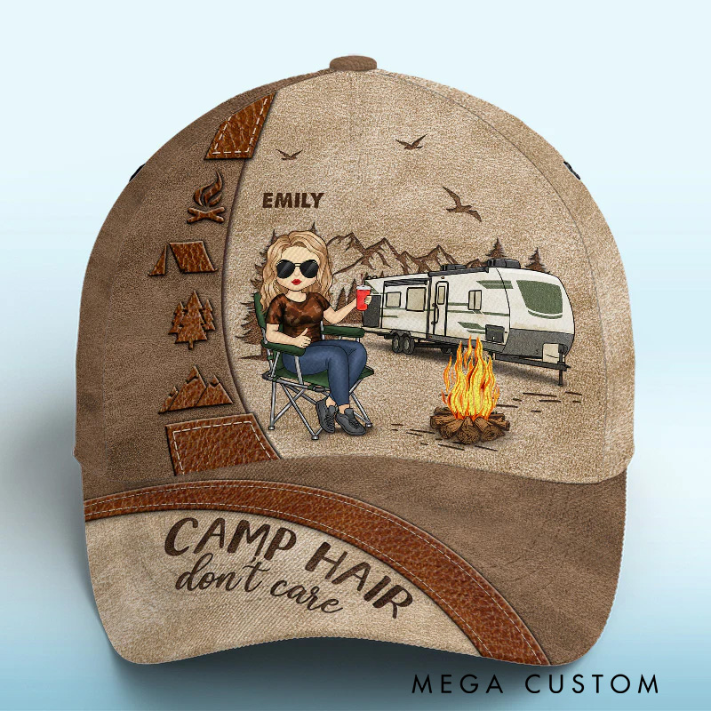 Personalized Camp Hair Don't Care Custom All over Print Classic Cap - Gift for Camping Lovers
