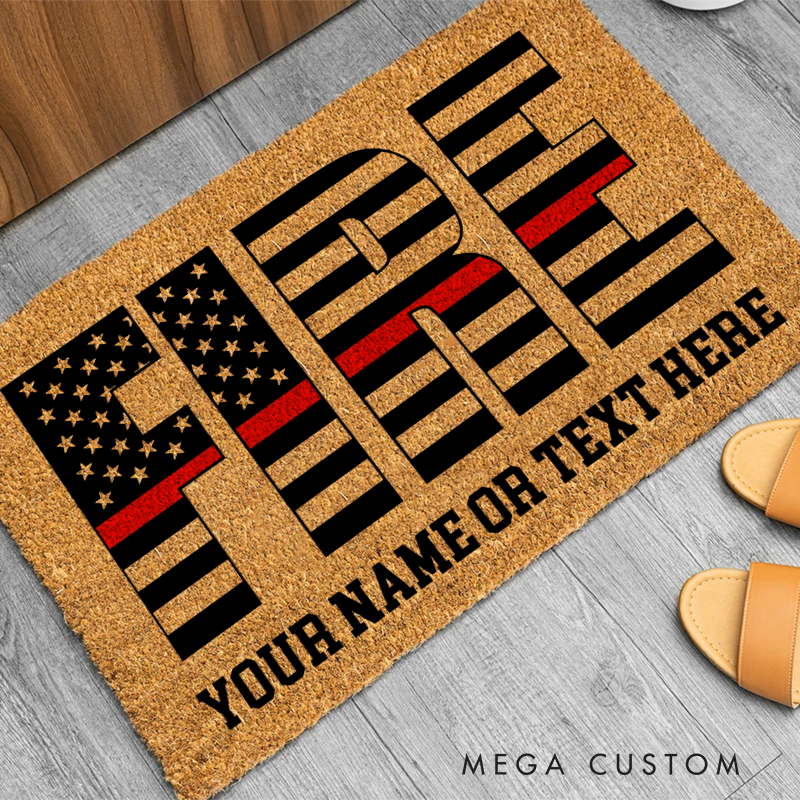 Personalized Firefighter Doormat with Custom Name or Text Gift for Firefighter Families