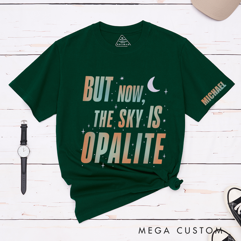 Personalized Name Opalite Showgirl Shirt but Now the Sky Is Opalite TS Inspired Graphic Tee Dancing Through the Lightning Strikes