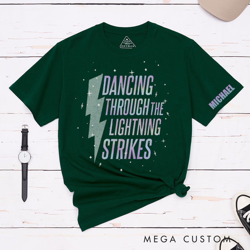 Personalized Name Opalite Showgirl Shirt Dancing Through the Lightning Strikes TS Inspired Graphic Tee Now the Sky Is Opalite