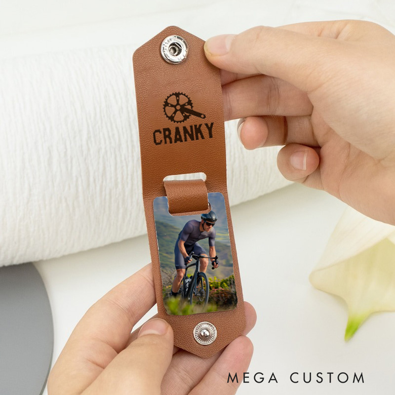 Personalized Gear Design Leather Keychain with Photo Metal Tag Keychain for Outdoor Adventures Riding Cycling Biking Enthusiasts Durable and Lightweight Ideal for Keys  Bags Leather Keychain