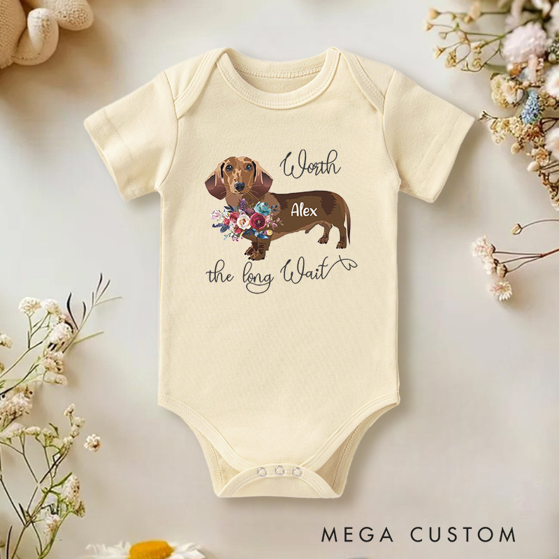 Personalized Worth the Long Wait Floral Accents for Dog Lovers and Pet Enthusiasts Baby Onesie