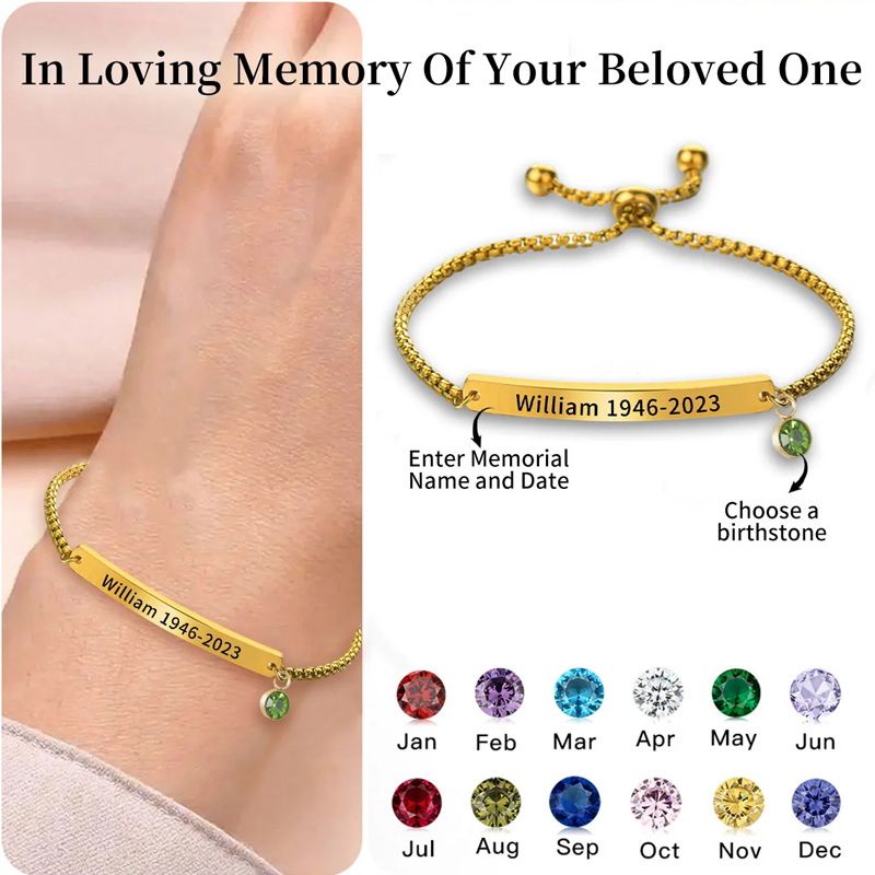 Personalised Birthstone Bracelet Memorial Bracelet for Loss of Loved One Sympathy Gift