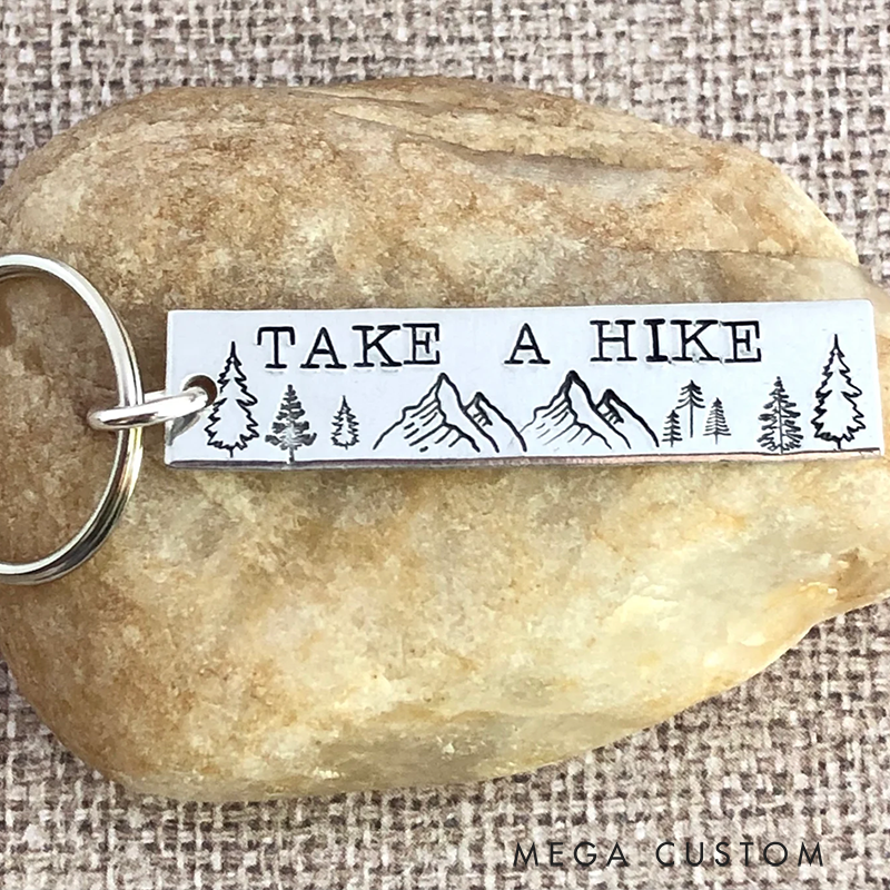 Personalized Take a Hike Keychain Mountain Outdoor Adventures Keychain Gift for Hiking Lovers