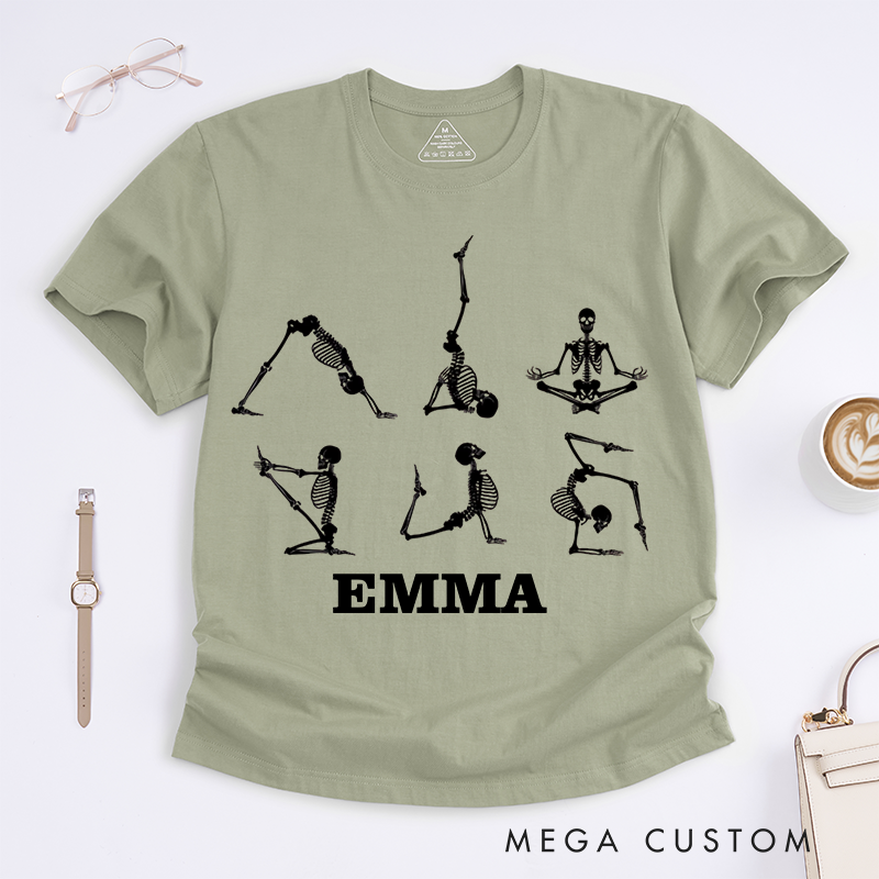 Personalized Yoga Skull T-Shirt Gothic Style T-Shirt Dark Style T-Shirt Yoga Lover T-Shirt