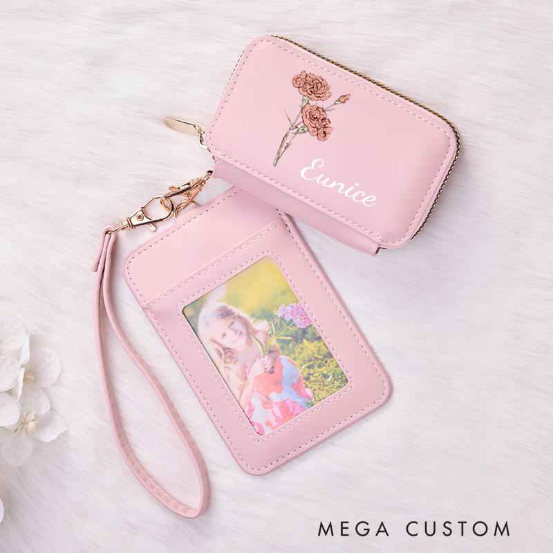 Personalized Leather Name Wallet Custom Folding Bag Women Party Favors Gifts Holiday Gifts 