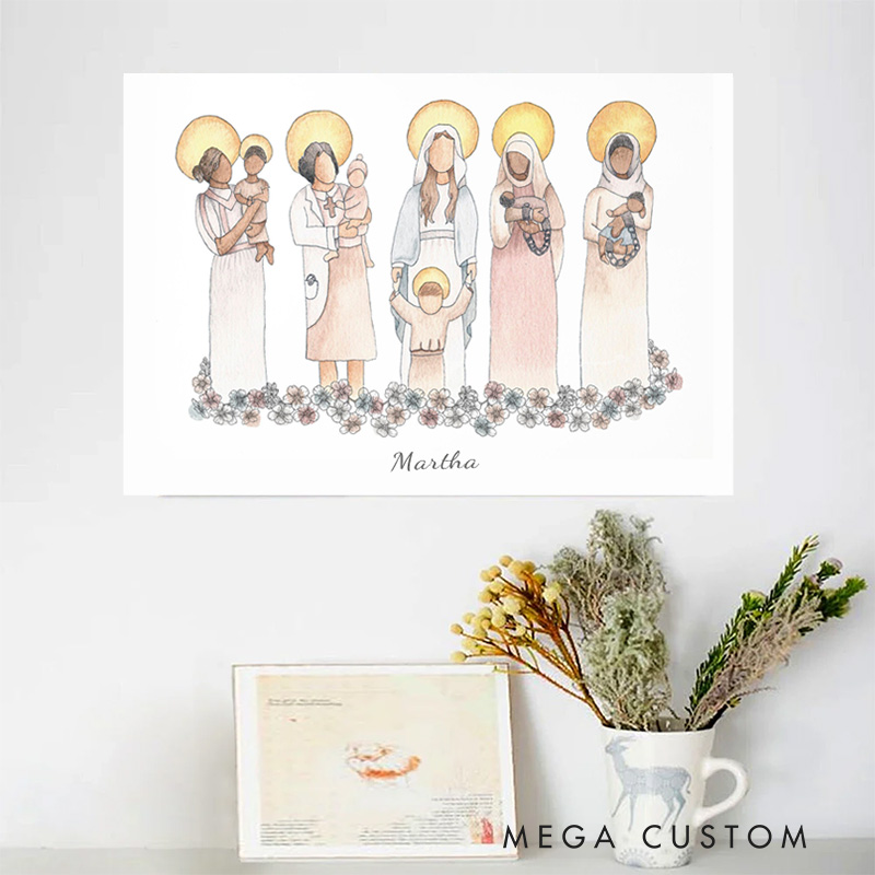 Personalized Mom Saints Frameless Poster with Name Wall Decor Home Decor Religious Gift Catholic Gift