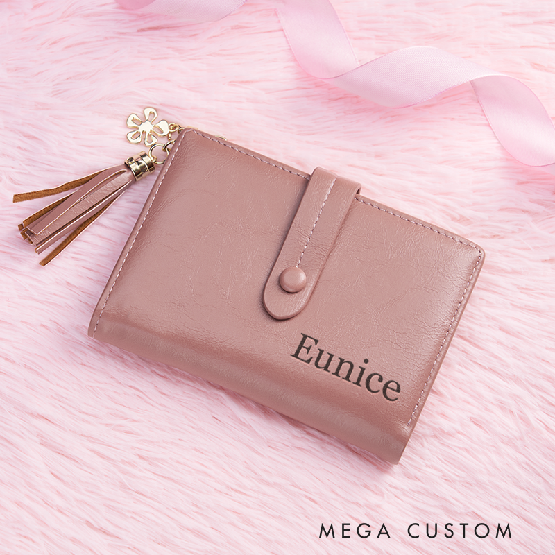 Personalized Leather Name Wallet Custom Folding Bag Women Party Favors Gifts Birthday Gifts 