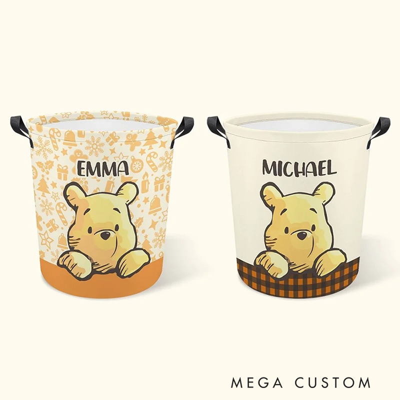 Personalized Cartoon Bear Collapsible Storage Basket for Laundry Toys Organizer Cartoon Lover Gift for Kids