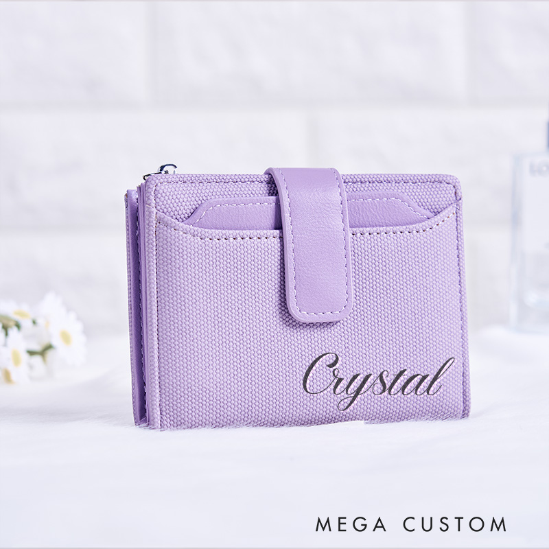 Personalized Elegant Lavender Wallet with Subtle Texture and Custom Name for Stylish and Functional Use Wallet