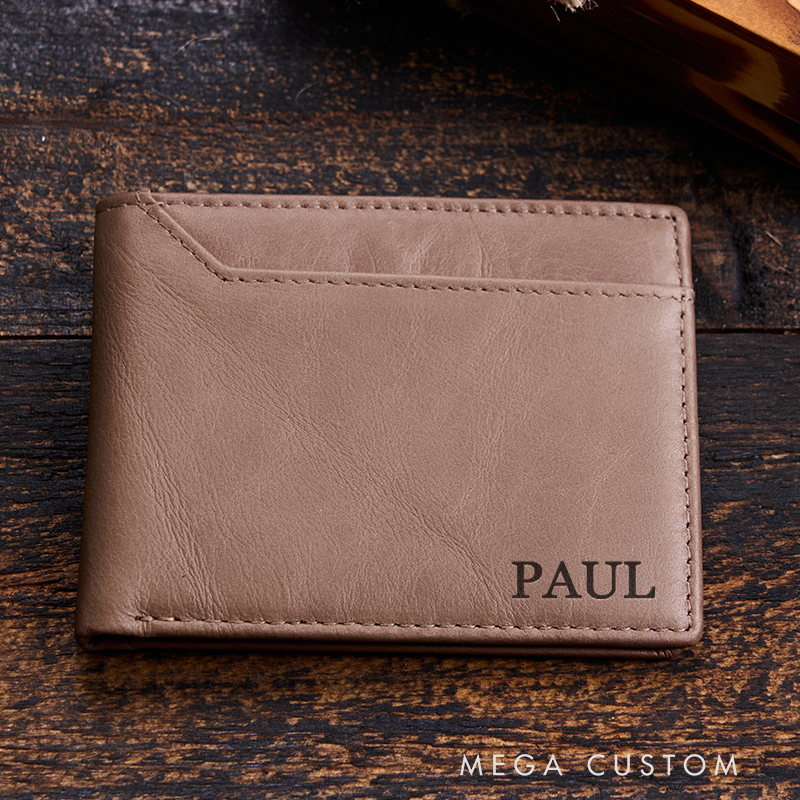 Personalized Leather Wallet For Men Engraved Crazy Horse Wallet Leather Gift for Him Groomsman Gift Boyfriend Gift Dad Gift Husband Gift