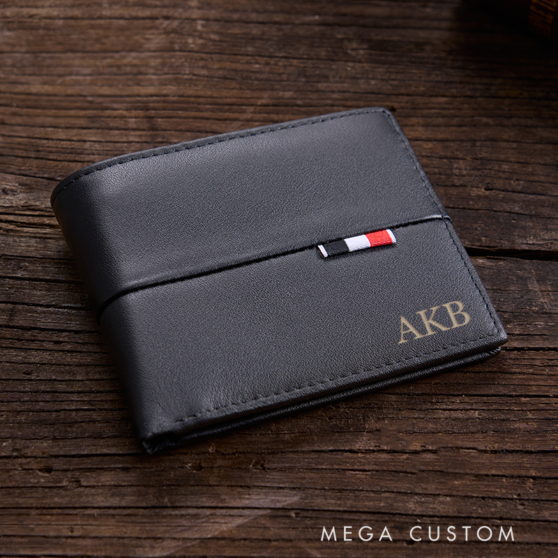 Personalized Leather Wallet Engraved Genuine Leather Wallet For Him Mens Wallet Anniversary Gift For Him Birthday Gift For Boyfriend Husband Groomsmen