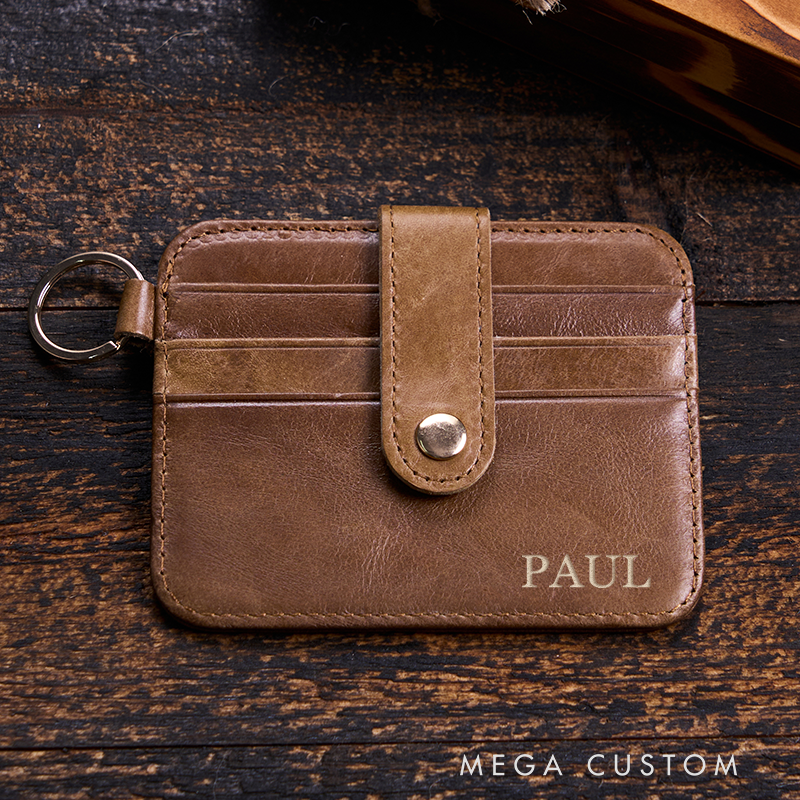 Personalized Leather Wallet For Him Leather Card holder Engraved Mens Wallet Minimalist Wallet Slim Wallet ID Holder Anniversary Gift For Him Boyfriend Gift Dad Gift Husband Gift