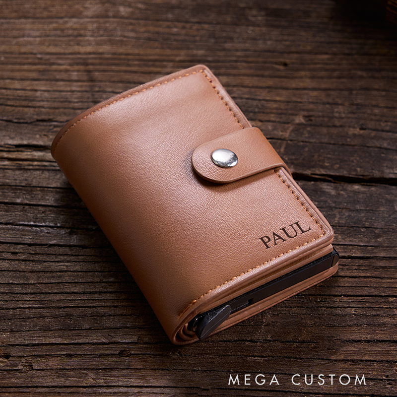 Personalized Leather Wallet For Him Engraved Leather Wallet Engraved Mens Wallet Minimalist Wallet Anniversary Gift For Him Boyfriend Gift Dad Gift Husband Gift