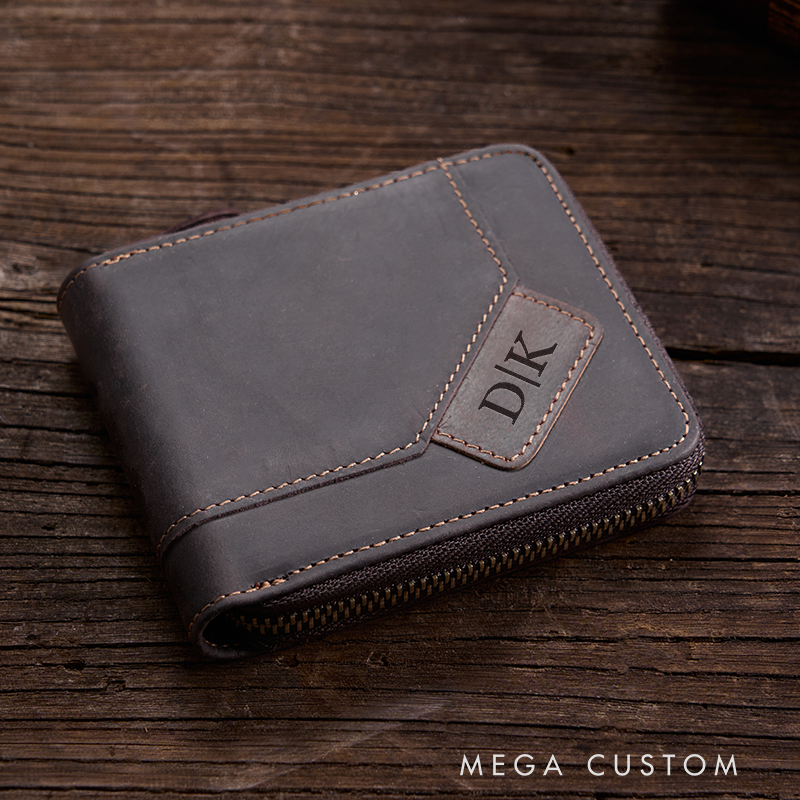 Personalized Leather Wallet For Him Crazy Horse Leather Wallet Engraved Mens Wallet Leather Custom Wallet Anniversary Gift Boyfriend Gift Dad Gift Husband Gift