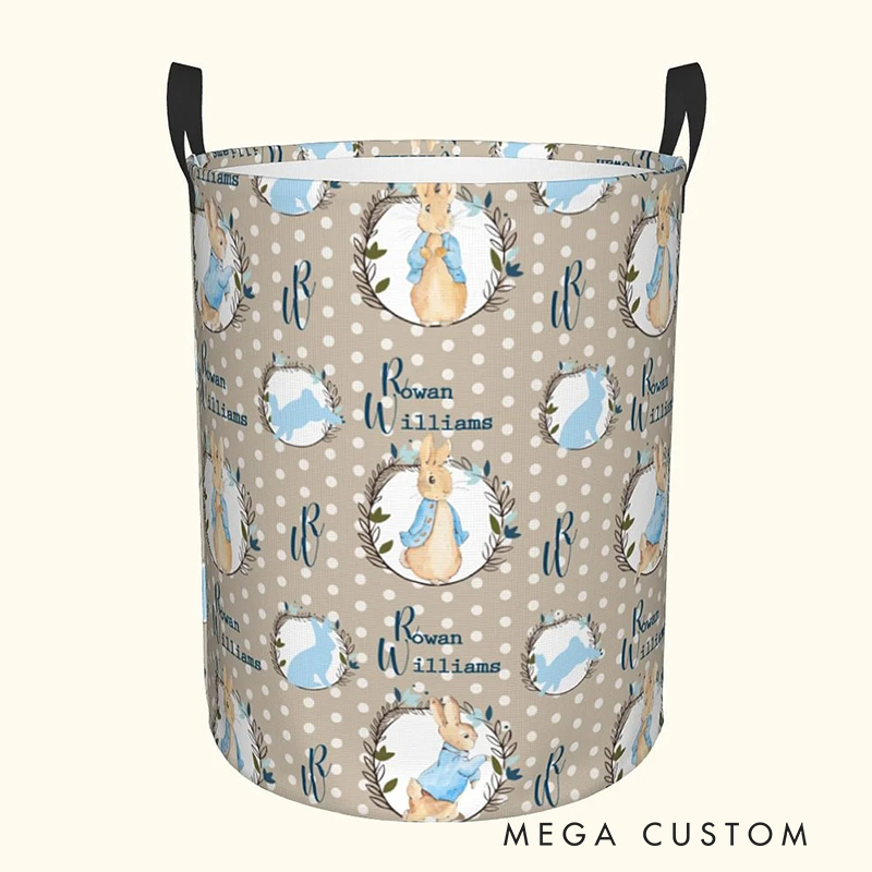 Personalized Cartoon Rabbit Dot Collapsible Storage Basket for Laundry Toys Organizer Cartoon Lover Gift for Kids