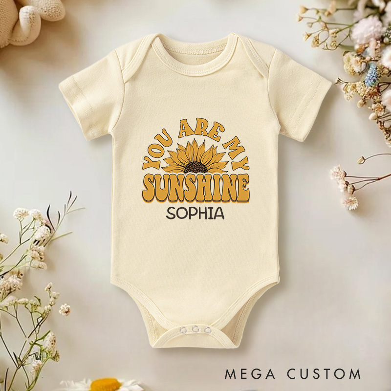 Personalized You Are My Sunshine Baby Onesie Boho Sunflower Onesie Baby Shower Gift