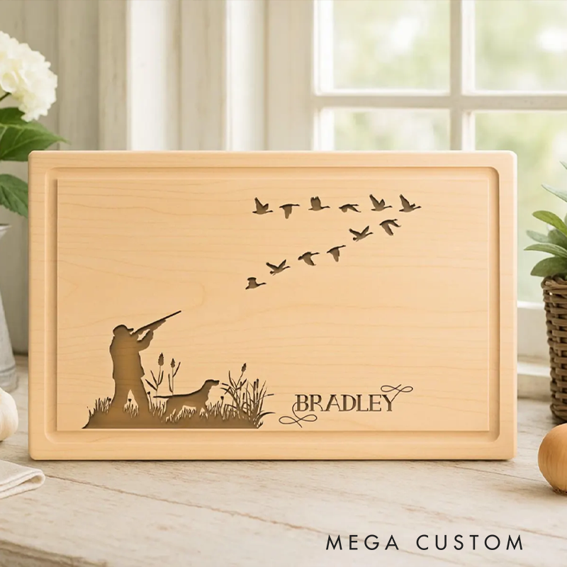 Personalized Duck Hunting Cutting Board Custom Hunting Cutting Board Engraved Gift for Outdoor for Family