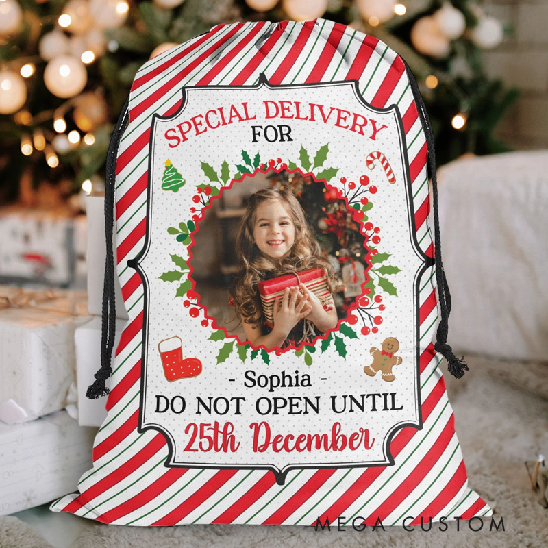 Personalized Santa Bag Christmas Gifts for Kid Photo Christmas Sack