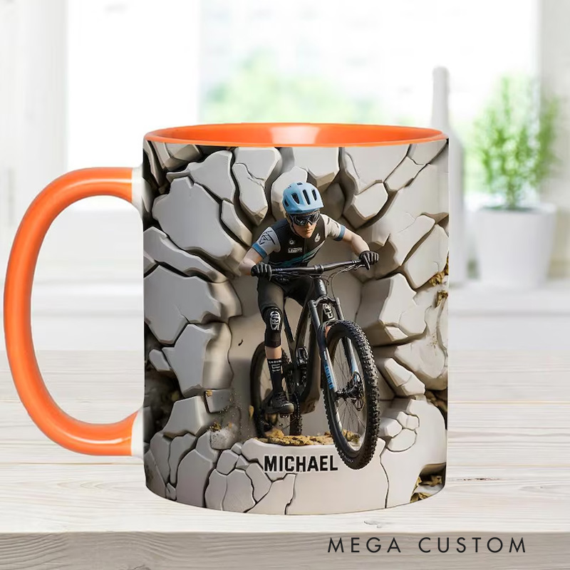 Personalized Dirt Bike Accent Mug Biker Accent Mug Bike Racer Coffee Cup Gift for Men for Cycling Lovers
