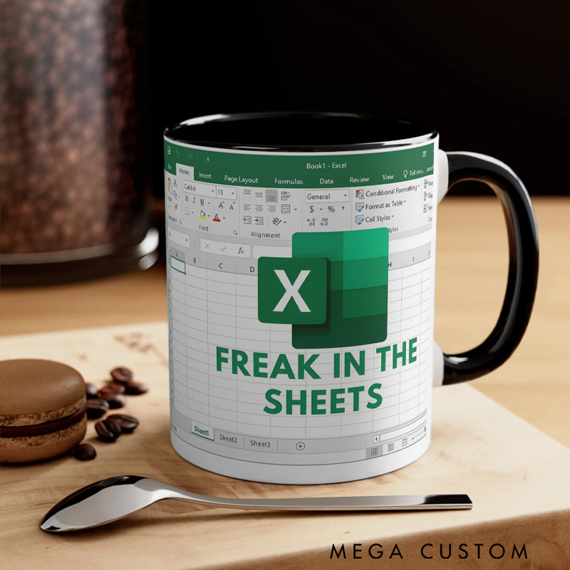 Personalized Freak in the Sheets Excel Mug Funny Coder Coffee Cup Gift Gift for Computer Geek Nerd Lovers