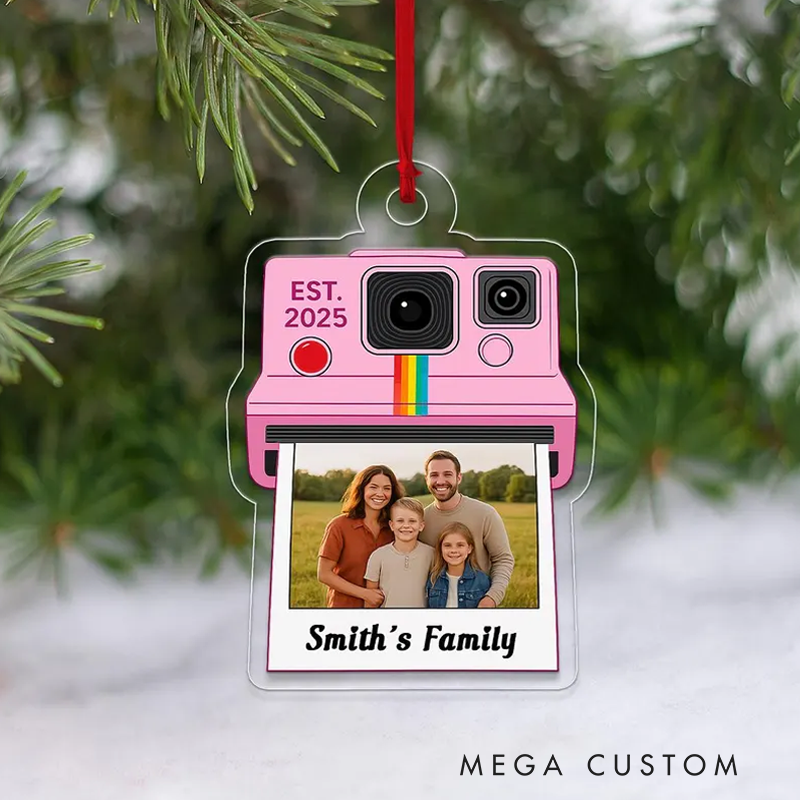 Personalized Camera Photo Ornament 2025 Custom Family Picture Ornament Polaroid Style Christmas Tree Decoration Gift for Families
