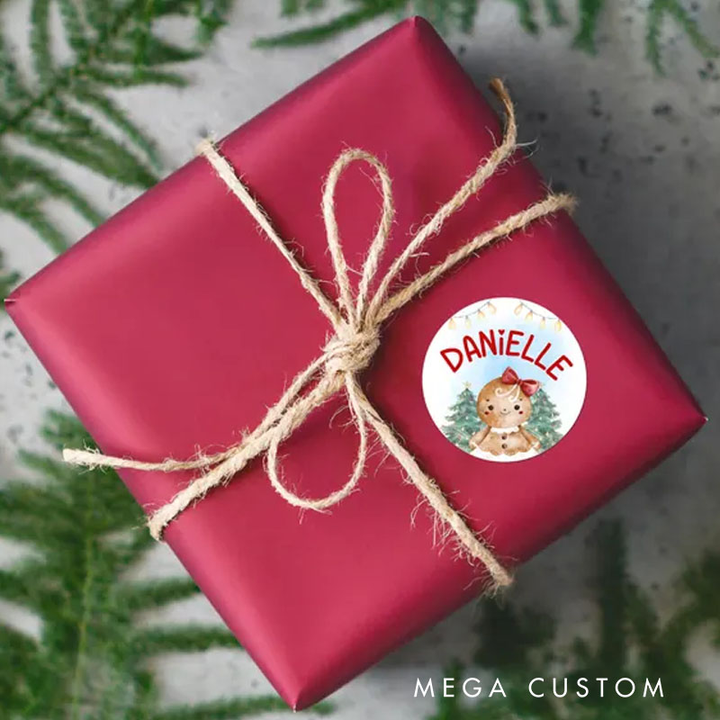 Personalized Festive Christmas Sticker with Custom Name for Joyful and Unique Gift Wrapping Christmas Sticker