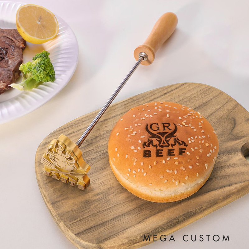 Personalized Branding Iron Stamp for Food with Name Burger Branding Stamp Hamburger Buns Branding Iron Christmas Gift for Baker Baking Lover Gift