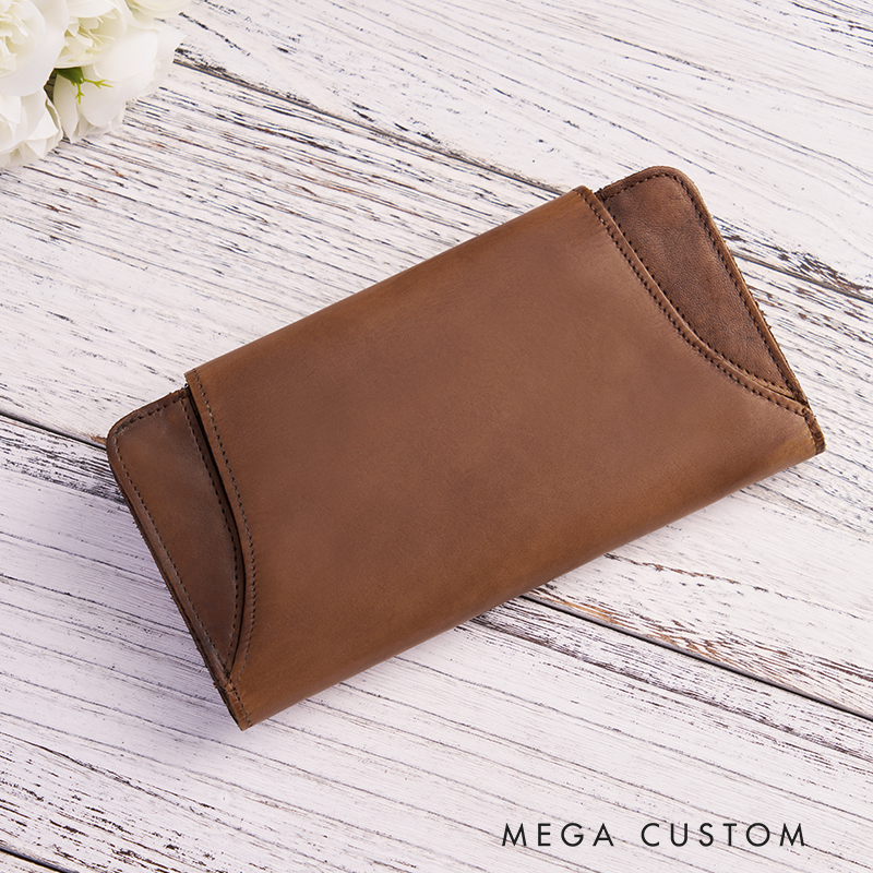Personalized Birth Flower Leather Wallet Engraved Women Leather Wallet Leather Gift for Her Unique Gift for Her Birthday Gifts