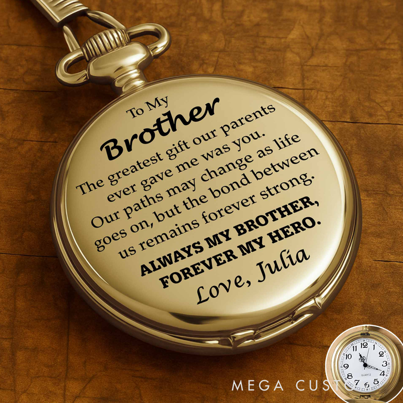 Personalized To My Brother Forever My Hero Pocket Watch Gift for Brothers
