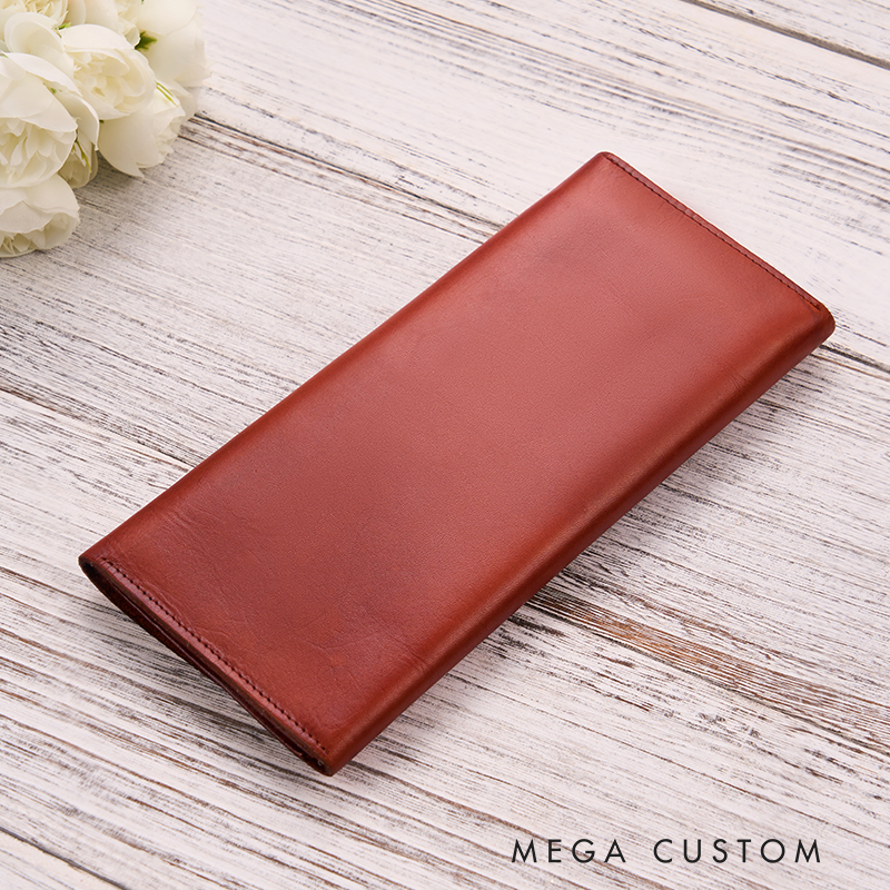 Personalizedustom Birth Flower Women Wallet Engraved Leather Wallet Leather Purse Birth Flower Monogram Wallet Women's Purse Gift For Her Gift For Mother Birthday Gift