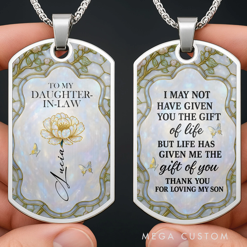 Personalized To My Daughter in Law Thank You for Loving My Son Custom Dog Tag Necklace Gift for Daughters in Law
