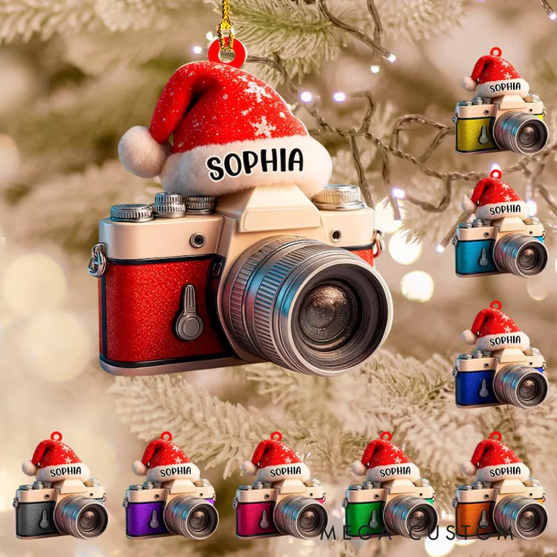 Personalized Camera Ornament 2025 Custom Photographer Christmas Ornament Photography Gift for Friend or Travel Lover Decoration