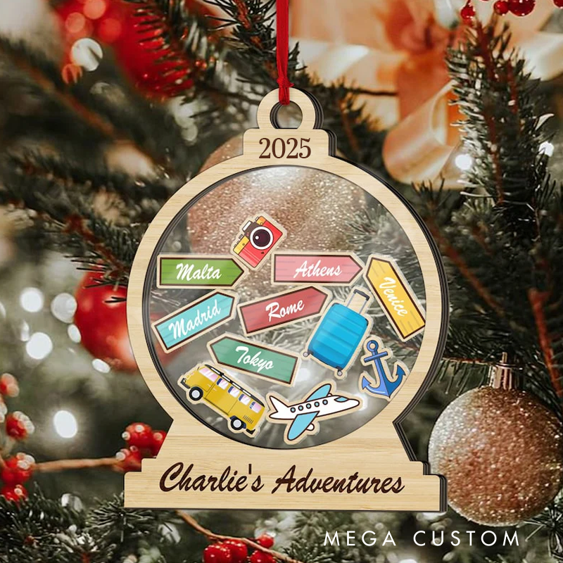 Personalized Travel Adventures Ornament Custom Ornament Ornament Gift Travel Decor Travel Gift